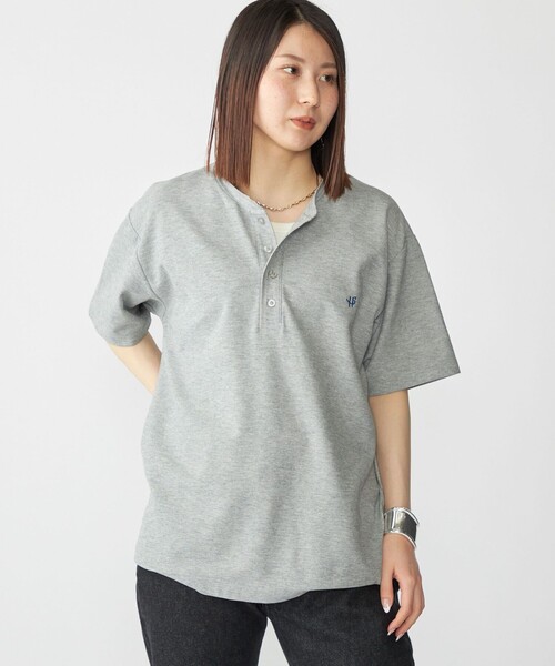SHIPS襟付き 半袖 カットソー グレー SHIPS（シップス） ヘンリーネック tシャツ 「WEB限定」SHIPS