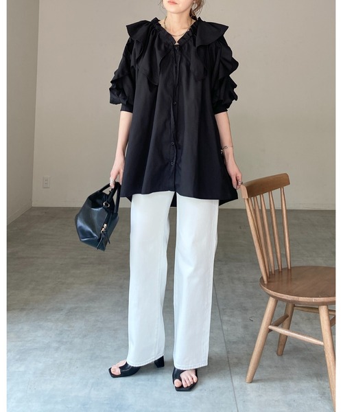 リボン　ギャザー　L　チュニック　トップス LBC｜袖ギャザーリボンチュニック | Rakuten Fashion(楽天