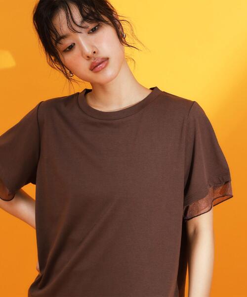 THE SHOP TK tシャツ 半袖 「ひんやり/UV/洗濯機OK」袖シアーTシャツ