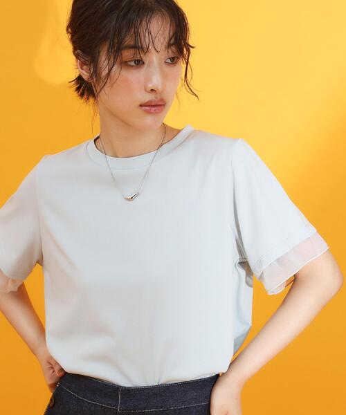 THE SHOP TK tシャツ 半袖 「ひんやり/UV/洗濯機OK」袖シアーTシャツ