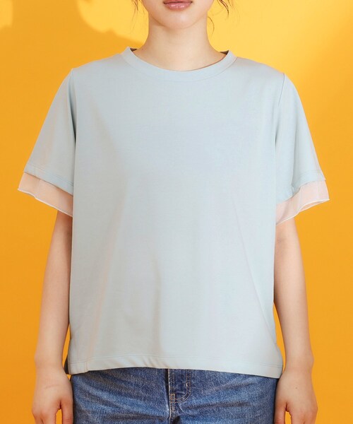 THE SHOP TK tシャツ 「ひんやり/UV/洗濯機OK」袖シアーTシャツ