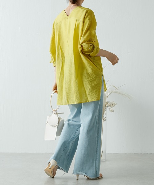 「COLLAGE GALLARDAGALANTE」 7分袖ブラウス FREE カーキ レディース COLLAGE GALLARDAGALANTE 「COLLAGE GALLARDAGALANTE」 長袖