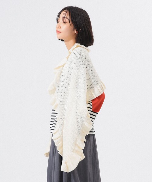 BEAMS BOY（ビームス ボーイ） マフラー ストール 透かし編み フリル