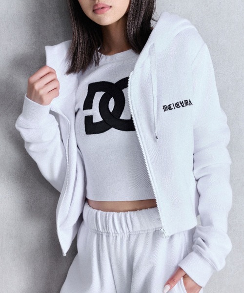 パーカー GYDA×DC OE LOGOショートスウェットZIP UPパーカー レディース