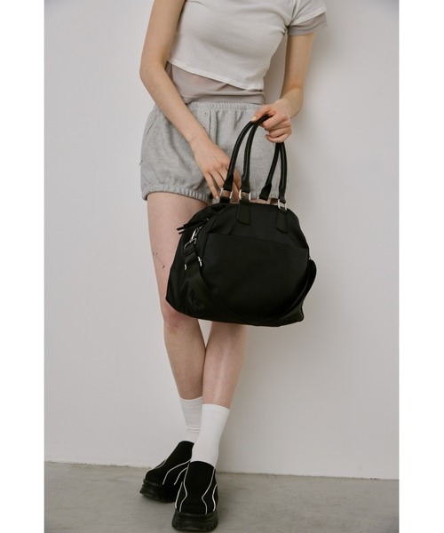 un/neu ナイロンボストンバッグ　ブラック un/neu ボストンバッグ 2WAYアウトポケットナイロンボストン