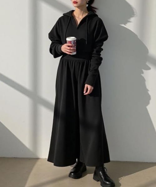 cammie ワンピース ウエストマークフーディーパーカーワンピース