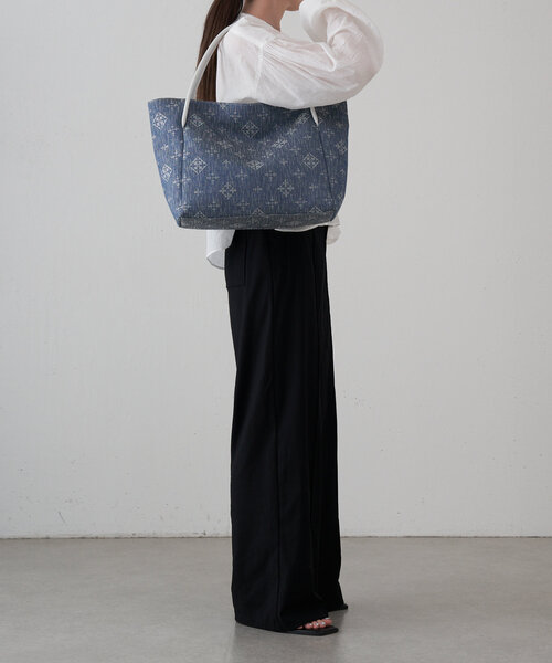 人気セール， russet ラシット ジャガード デニム トート バッグ インディゴブルー 限定SALE 「russet」 トートバッグ FREE インディゴブルー レディース