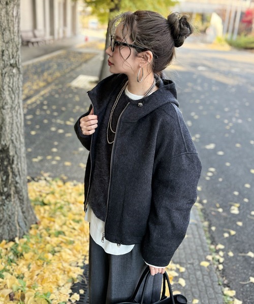コート アウター cocoon zip up hoodie blouson /コクーンジップアップ