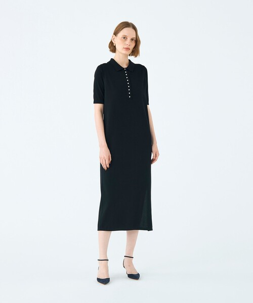 Ballsey ボールジィパール　ワンピース Ballsey ワンピース ウールポリエステルパールコンビ ポロロング