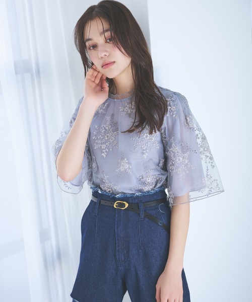 「mysty woman」 半袖ブラウス FREE ライトグリーン レディース_画像3