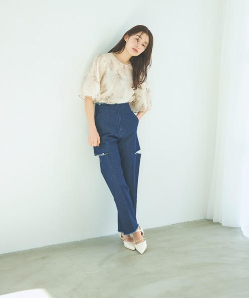 「mysty woman」 半袖ブラウス FREE ライトグリーン レディース_画像4