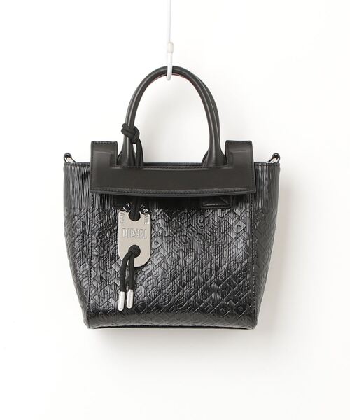 良品 DIESEL ディーゼル ハンドバッグ レザー エンボス ロゴ BADIA 腕