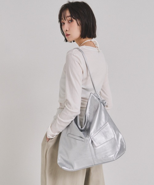 ショルダーバッグ バッグ ソフトフェイクレザーアウトポケットBAG