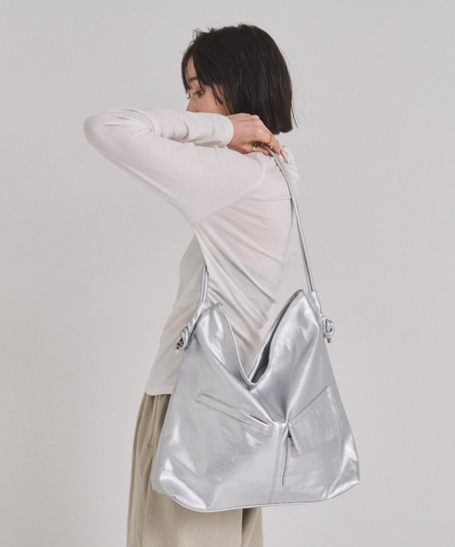 ショルダーバッグ バッグ ソフトフェイクレザーアウトポケットBAG