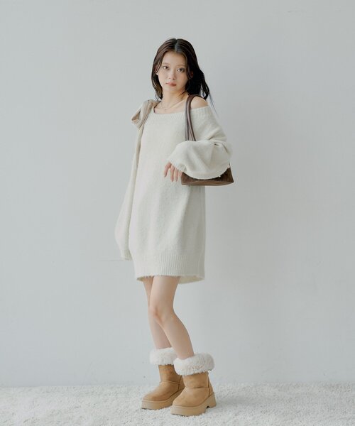 Chico（チコ） ブーツ バックレースアップムートンブーツ レディース