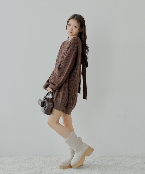 Chico（チコ） ブーツ バックレースアップムートンブーツ レディース