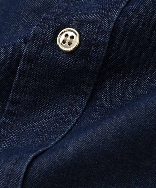 ブラウス シャツ Idnes Denim Band-Collar Shirt/デニムバンドカラー