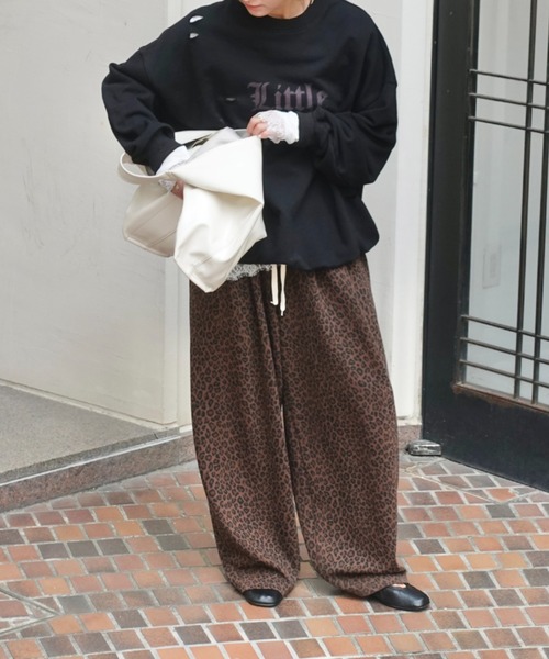 TEEN BOOP ワイドパンツ パンツ レオパードボリュームラフパンツ