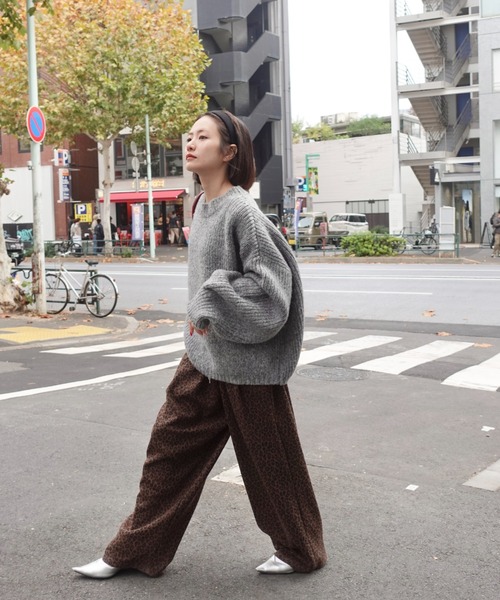 TEEN BOOP ワイドパンツ パンツ レオパードボリュームラフパンツ
