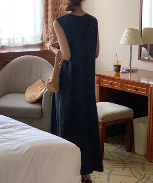 「FREE STYLISTS」 ノースリーブワンピース FREE ブラック レディース_画像4