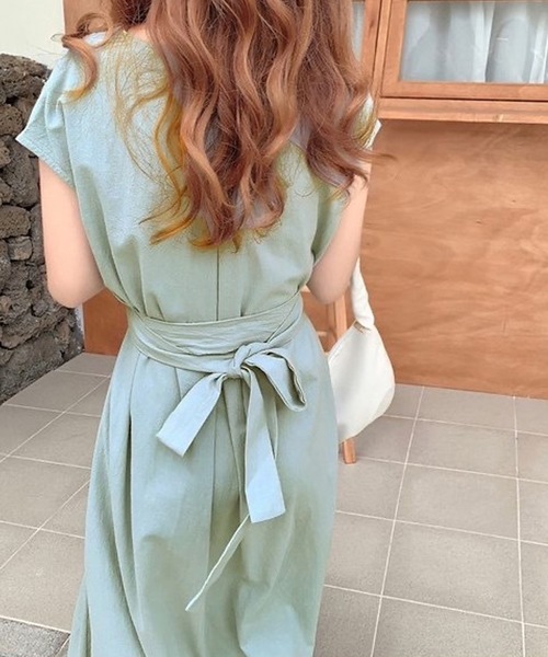 「LUGG NAGG」 「Ai Mi Li」半袖ワンピース S グリーン レディース_画像2