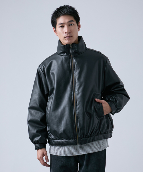 OSKR ブルゾン アウター OSKR別注 シンセティックレザージップ中綿