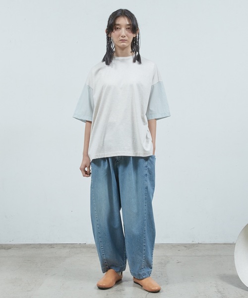 uvカット ワイドパンツ ジーンズ デニム3サイドPT メンズ レディースの画像
