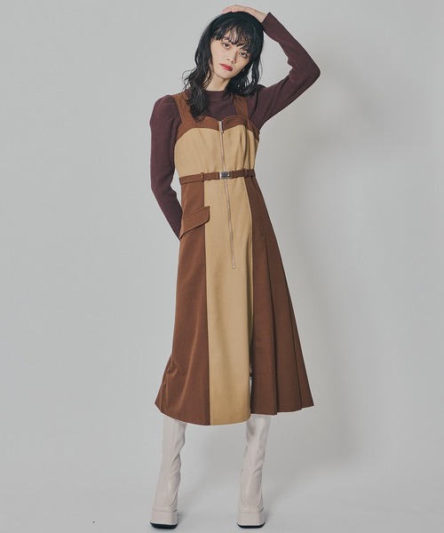 REDYAZEL（レディアゼル） ワンピース フロントジップバイカラー