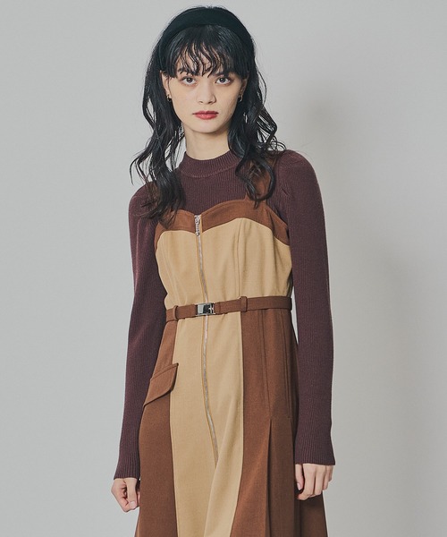 REDYAZELワンピース ストライプ ベージュ 茶 紺 カラー