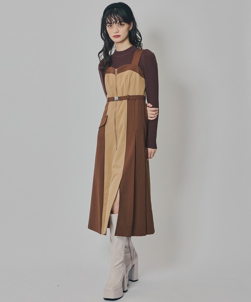 REDYAZEL（レディアゼル） ワンピース フロントジップバイカラー