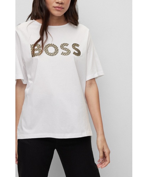 「BOSS」 半袖Tシャツ S ホワイト レディース_画像4