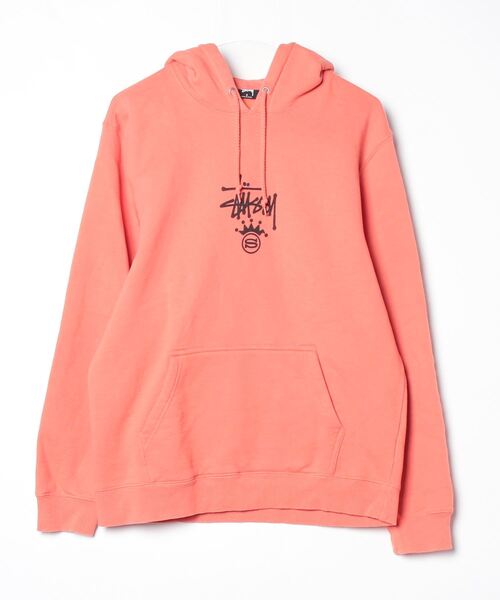 STUSSY（ステューシー） 刺繍プルオーバーパーカー S オレンジ メンズ