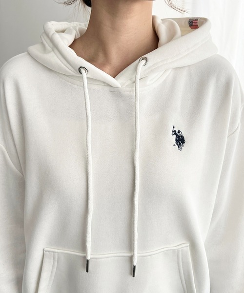 USA ポロ馬刺繍 ホワイトパーカー U.S. POLO ASSN.（ユーエスポロアッスン） パーカー moment＋別注