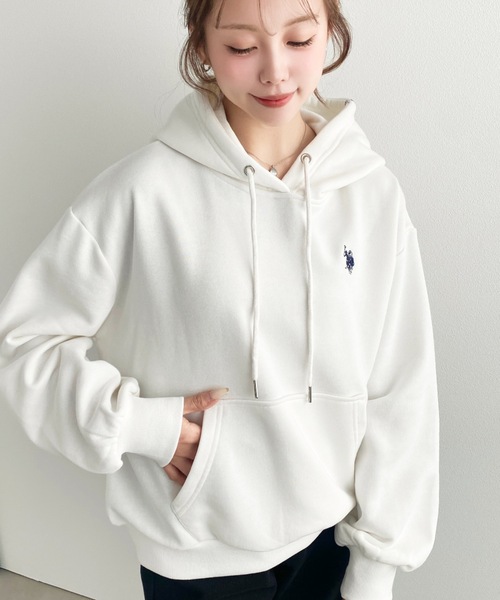 USA ポロ馬刺繍 ホワイトパーカー U.S. POLO ASSN.（ユーエスポロアッスン） パーカー moment＋別注