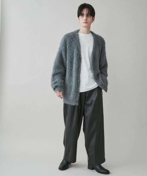 「LUCY」 ニットカーディガン MEDIUM ブラック メンズ_画像2