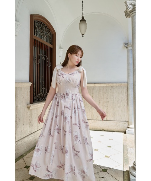 ワンピース herlipto FaubourgShoulderRibbonDress Her lip to キャミソールワンピース M ホワイト レディース : ZOZOTOWN