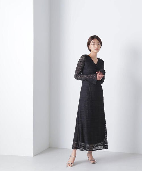 「NATURAL BEAUTY BASIC」 長袖ワンピース MEDIUM グレー レディース_画像3