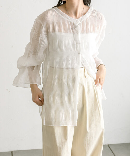 「mystic」 長袖ブラウス FREE オフホワイト レディース_画像2