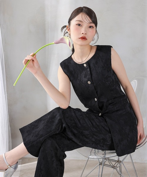 Kana パーティードレス パンツドレス ジャガードジレ ストレートパンツ