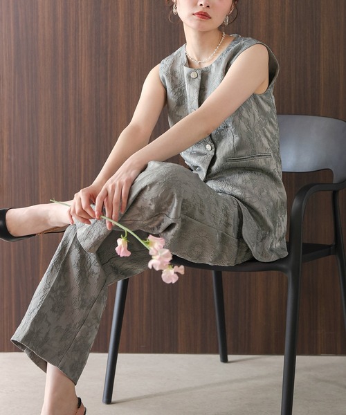 Kana パンツドレス ジャガードジレ ストレートパンツ 2点セット パンツ