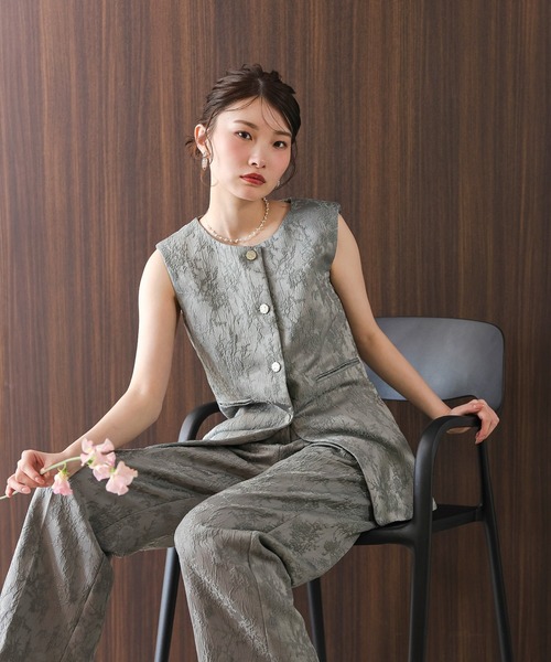 Kana パーティードレス パンツドレス ジャガードジレ ストレートパンツ