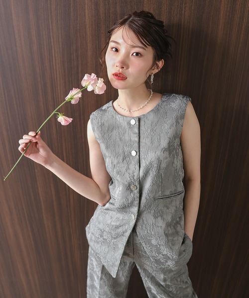 パーティードレス パンツドレス ジャガードジレ ストレートパンツ 2点セット パンツドレス セットアップ 結婚式 お呼ばれ オケージョン パーティー_18