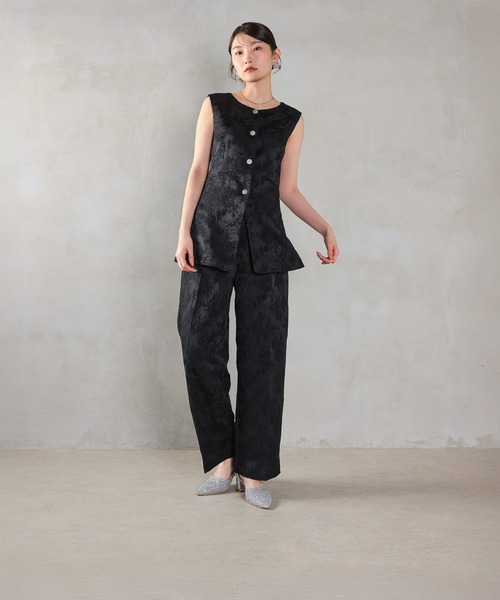 Kana パンツドレス ジャガードジレ ストレートパンツ 2点セット パンツ
