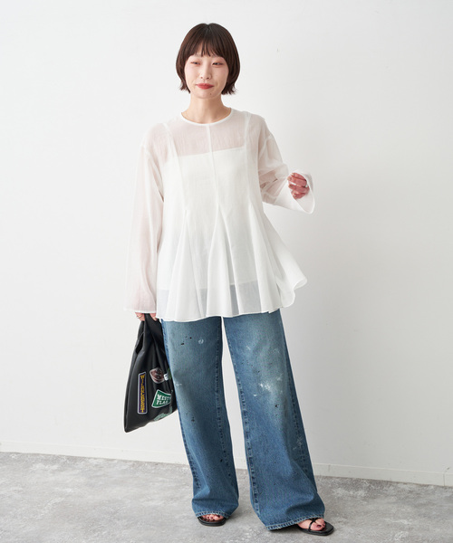☆今期Spick and span☆フレアチュニック Spick＆Span（スピック アンド スパン） ブラウス シャツ フレア
