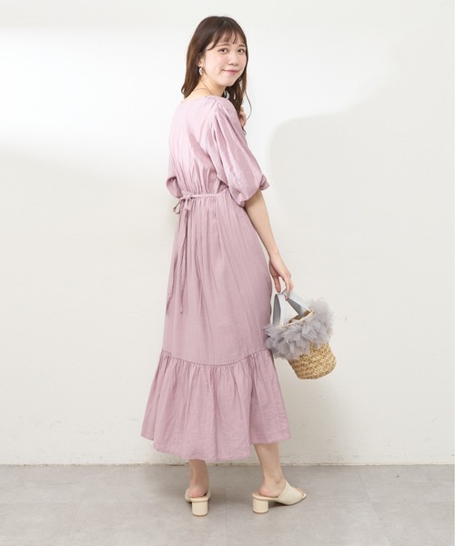 「natural couture」 半袖ワンピース FREE ラベンダー レディース_画像2