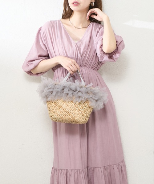 「natural couture」 半袖ワンピース FREE ラベンダー レディース_画像3