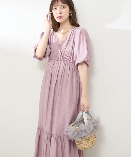 「natural couture」 半袖ワンピース FREE ラベンダー レディース_画像4