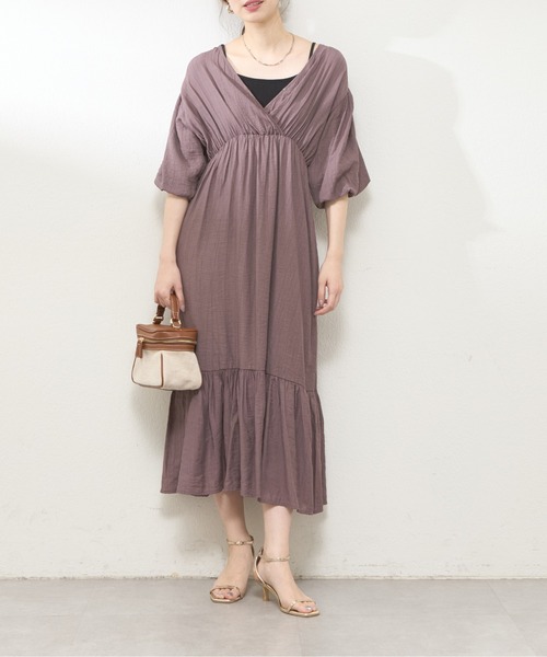 「natural couture」 半袖ワンピース FREE ラベンダー レディース_画像6