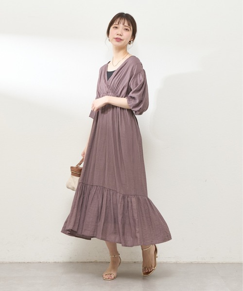 「natural couture」 半袖ワンピース FREE ラベンダー レディース_画像7
