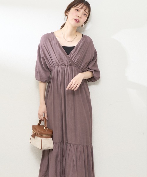 「natural couture」 半袖ワンピース FREE ラベンダー レディース_画像8